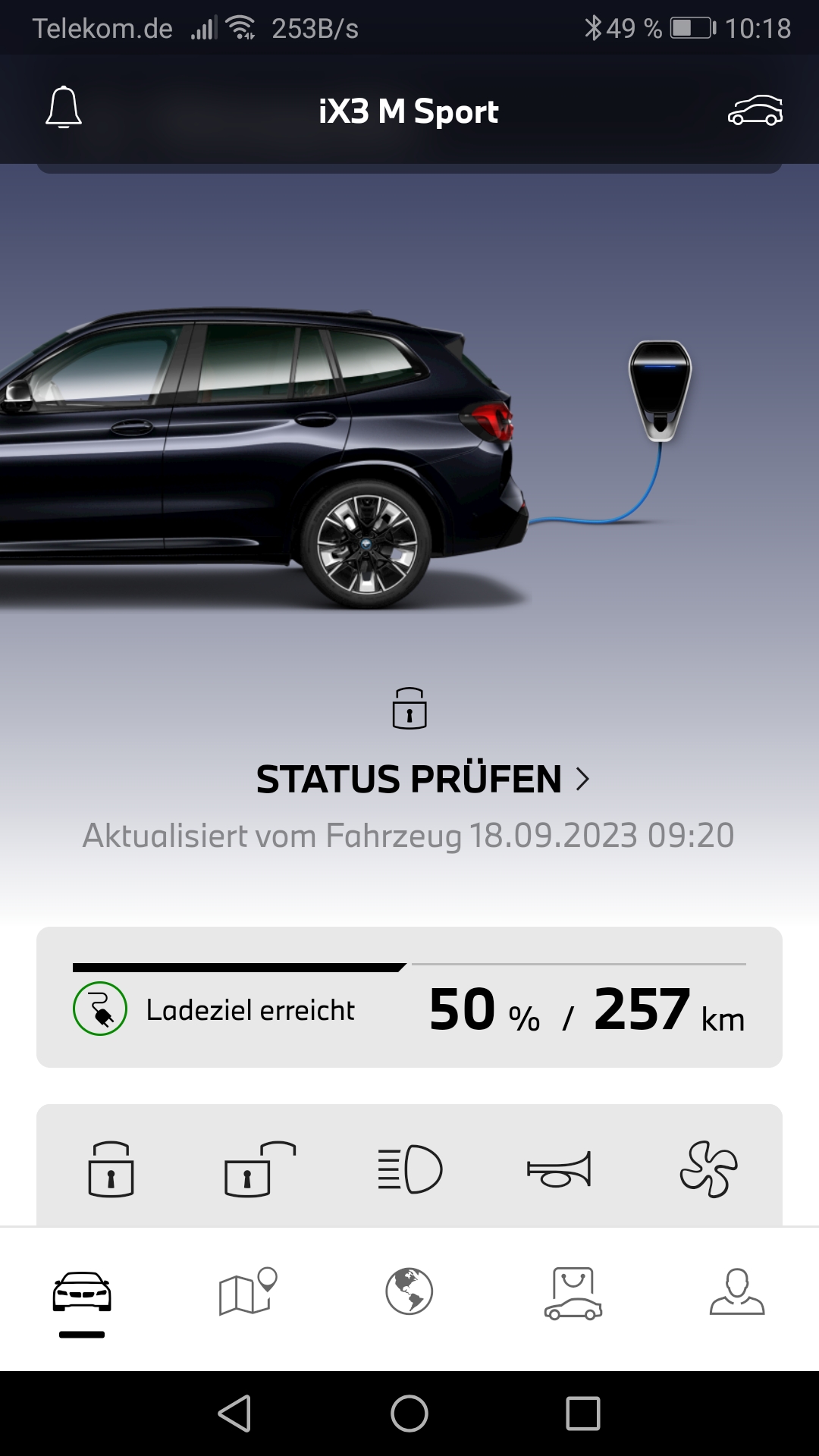 SUV von BMW iX3 mit 50% geladen kommt auf 257 km Reichweite